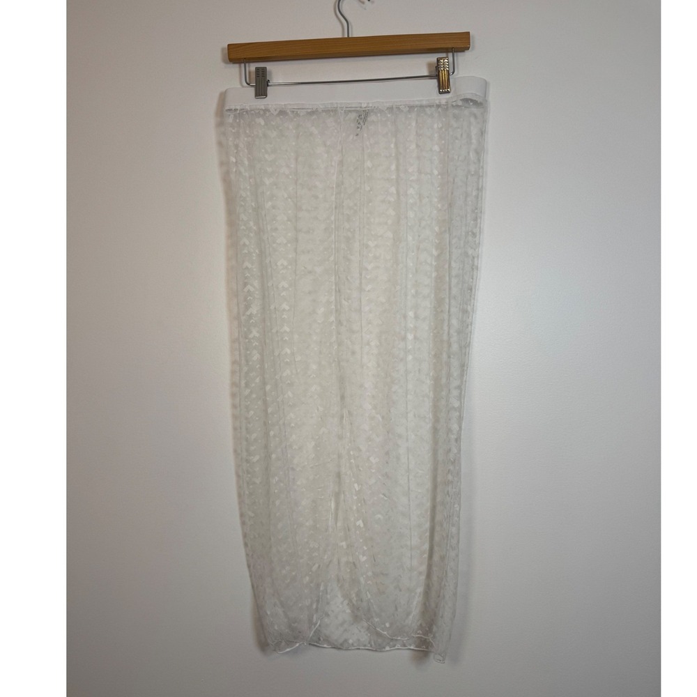 Coquette Boohoo Lace Midi Tulip Skirt Womens XL‎ White Chevron Mesh Overlay